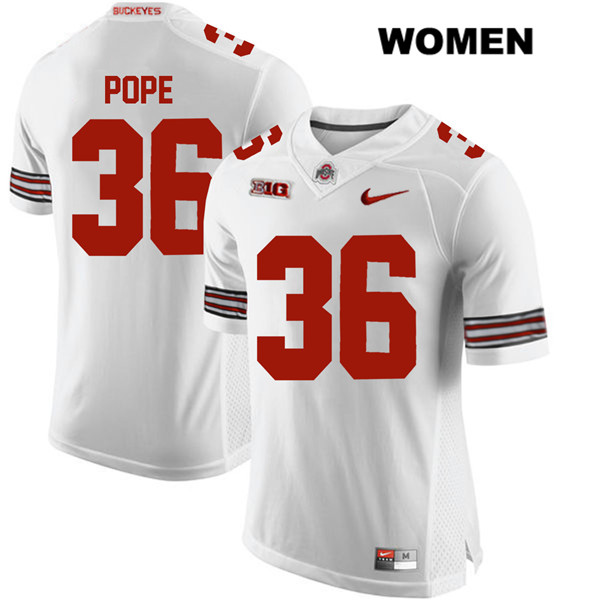 Ohio State Buckeyes Women's K'Vaughan Pope #36 White Authentic Nike College NCAA Stitched Football Jersey BL19X58MF